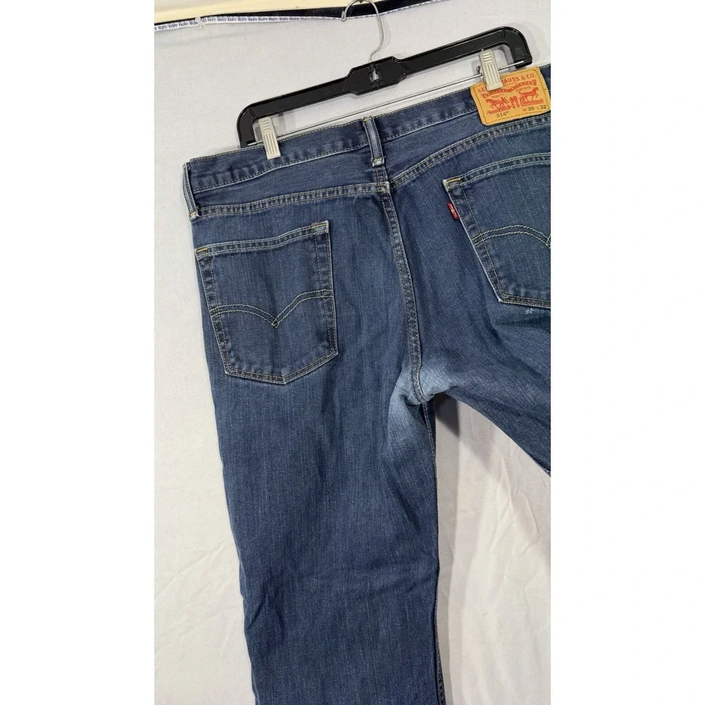 Levi's 514 Men's Jeans 36x32 Straight Leg Dark Wash Faded Regular Fit Blue Denim